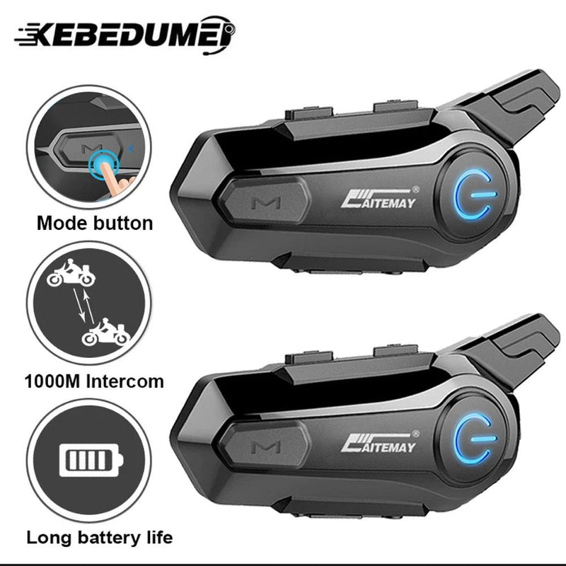 1/2 pçs bluetooth capacete da motocicleta interfone fone de ouvido para 2 piloto intercomunicador moto sem fio redução ruído