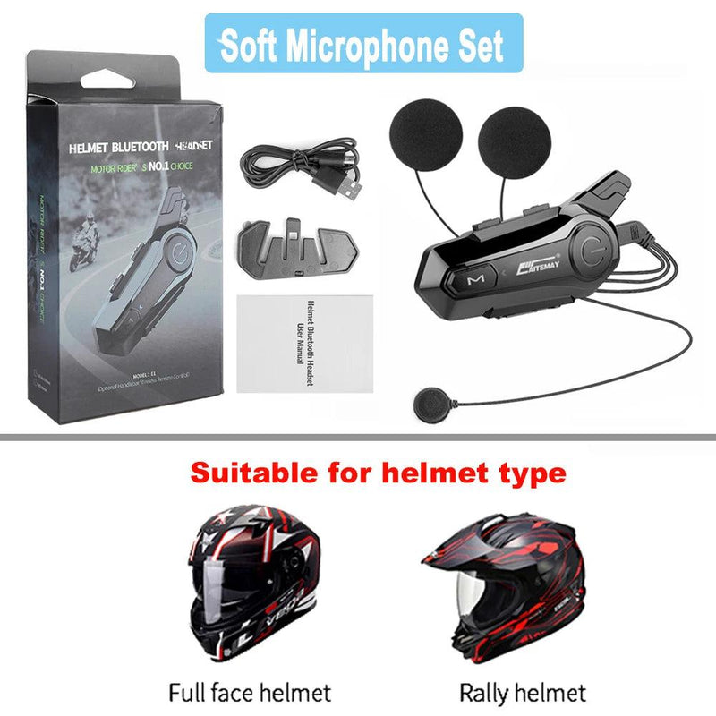 1/2 pçs bluetooth capacete da motocicleta interfone fone de ouvido para 2 piloto intercomunicador moto sem fio redução ruído