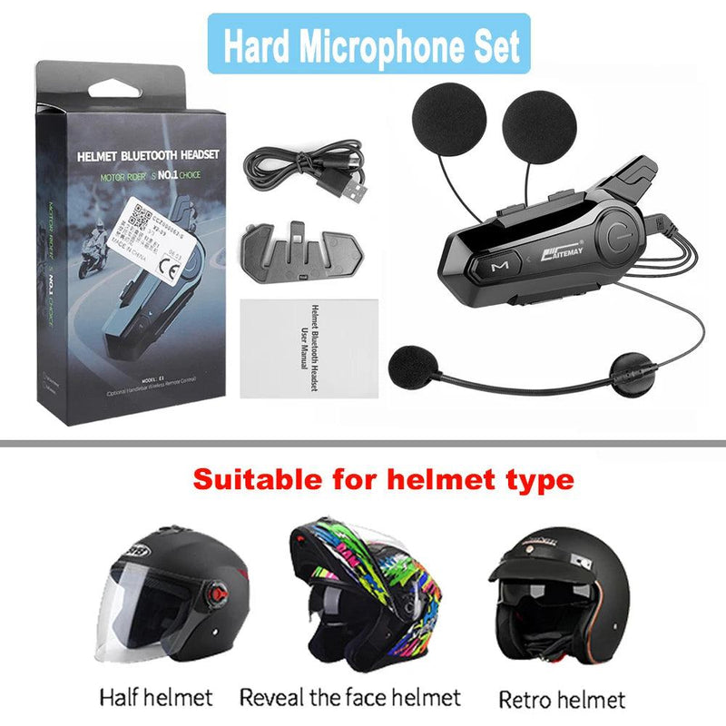 1/2 pçs bluetooth capacete da motocicleta interfone fone de ouvido para 2 piloto intercomunicador moto sem fio redução ruído